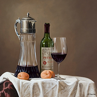 A Good Wine - Oil on Canvas - 24 x 30 - SOLD<br />