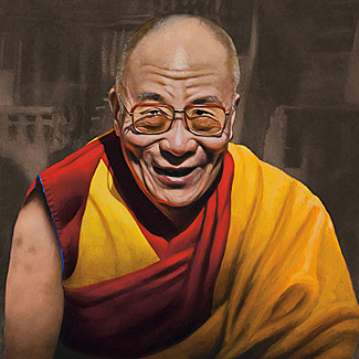 Dalai Lama Portrait - Archival Pigment Print on Paper - 13 x 12 - $125<br />